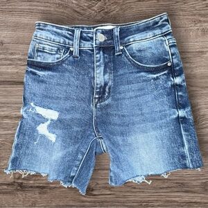 Petra 153 Distressed Denim Shorts High Rise Cutoff Frayed Hem Blue Size 1/24